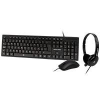 TECLADO / MOUSE USB Y DIADEMA 3.5MM PERFECT CHOICE NEGRO PERFECT CHOICE PC-201717