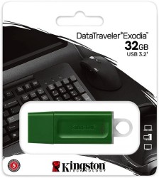 MEMORIA FLASH KINGSTON 32 GB USB 3.2 GEN 1 COLOR VERDE (KC-U2G32-7GG)