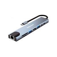 DOCKING STATION BROBOTIX 8 EN 1, USB-C MACHO X1 A HDMI 2K Y 4K X1, RJ45 GIGABIT X1, USB-A V3.0 X2, USB-C HEMBRA X2, SD X1, MICR