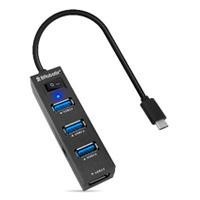 DOCKING STATION BROBOTIX 4 EN 1, USB-C MACHO X1 A USB-A V3.0 X4, CON SWITCH, NEGRO BROBOTIX 6001189