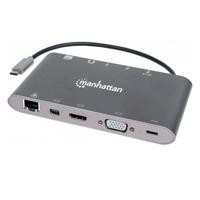 DOCKING USB,MANHATTAN,152808,-C 11 PTOS, HDMI / MINI DP / VGA, USB-C PD / 3XUSBV3.2, RED / AUDIO / SD / MICRO SD MANHATTAN 1528