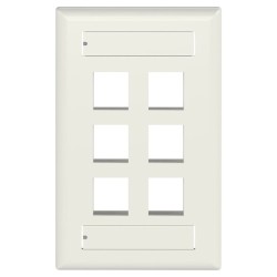 Placa de Pared Panduit NK6FIWY, Keystone, 6 Ptos, Blanco Mate, Espacio Etiquetas
