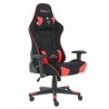 SILLA GAMER DE TELA OCELOT / COLOR NEGRO CON ROJO / BASE REFORZADA DE NYLON / DESCANSA BRAZOS AJUSTABLES / ANGULO DE INCLINACIO