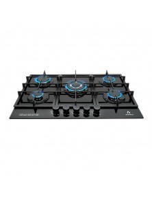 Parrilla de gas empotrable de 5 quemadores de cristal templado negro 5Q-PG-76 Marca Supra