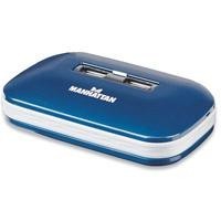 HUB USB,MANHATTAN,161039, V2.0 7 PTOS AZUL CON FUENTE MANHATTAN 161039