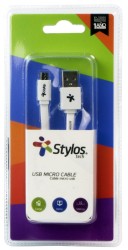 CABLE V8 1M STYLOS  NEGRO Y BLANCO  2529   2512