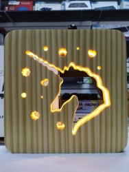 LAMPARA 3D MADERA DISEÑO UNICORNIO LED432