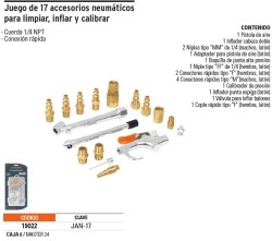 Juego de 17 piezas para compresor de aire, Truper