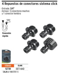 Set de 4 adaptadores para conectores click, Truper