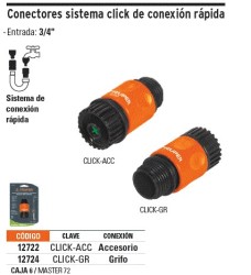 Truper Conector 3/4' rápido de ABS grifo-manguera sistema click