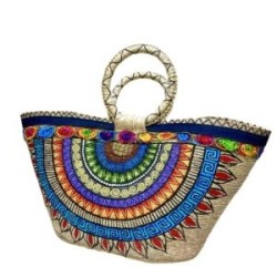 Bolsa de Palma con cinta de mezclilla y bordada pintada a mano