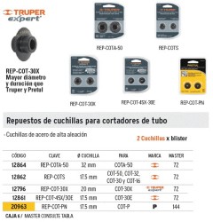 Truper Blíster con 2 cuchillas para cortadores de tubo COT-16-50