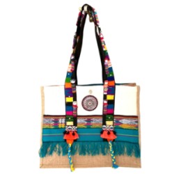 Bolsa de yute con asa de muñecas y atrapasueños