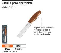 Cuchillo 7-1/2' para electricista, Truper