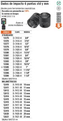 Dado cuadro 1/2' de impacto 6 puntas de 13 mm, Truper