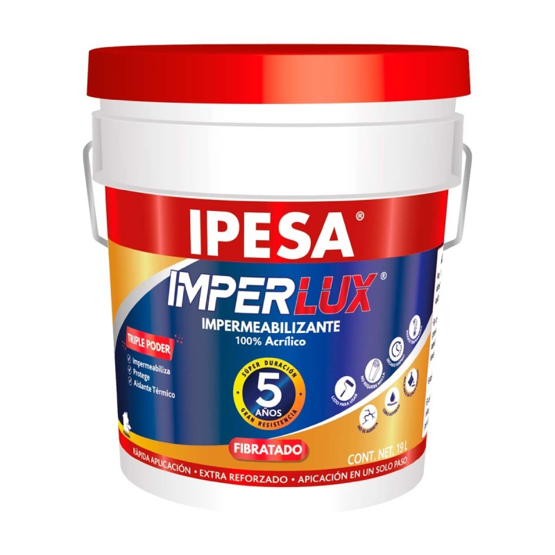 Impermeabilizante fibratado 5 años Imper Lux terracota 19 litros 9053 IPESA