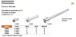 Extensión cuadro 3/4' para matraca, largo 8', Truper