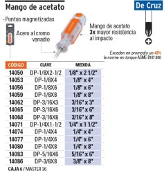 Desarmador de cruz 3/8' x 8' mango de acetato, Truper