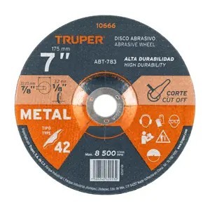 Disco Tipo 42 de 7' x 3.2 mm para corte de metal, Truper