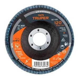Disco 4-1/2' laminado grano 120 centro 7/8', Truper