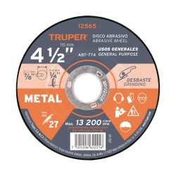 Truper Disco Tipo 27 de 4-1/2' x 6.4 mm para desbaste de metal
