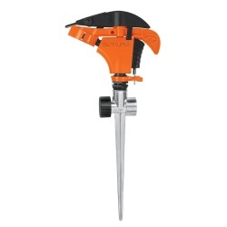 Aspersor plástico 11', dos vías, estaca metalica, Truper