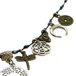 Collar con diferentes dijes de protección y fortuna.