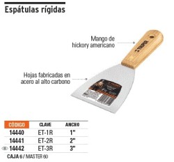 Espátula rígida 2' con mango de madera, Truper