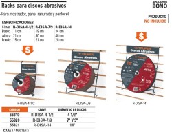 Rack para discos abrasivos 14', Truper