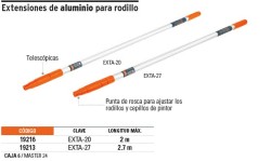Extensión de 2 m de aluminio para rodillo, Truper