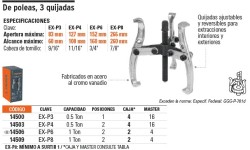 Extractor de poleas, 3 quijadas, 8', Truper