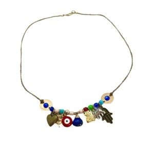 Collar con dijes fortuna y piedra natural
