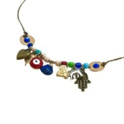 Collar con dijes fortuna y piedra natural