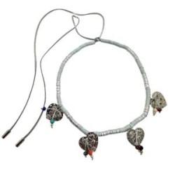 Collar con donas grises y CORAZONES plata