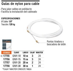 Guía de nylon de 15 m para cable, Truper