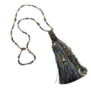 Collar con fleco XL con tejido de chaquira y cristal checo