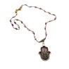 Collar con Hamsa de acero, hilo y hematita