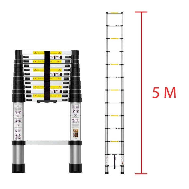 Escalera telescópica de aluminio de 5 Metros multiusos