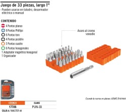 Truper Juego de puntas mixtas 1', 33 piezas en organizador plástico