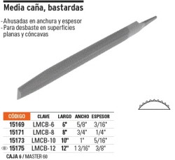 Lima media caña bastarda 12', Truper