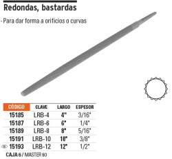 Lima redonda bastarda 6', Truper
