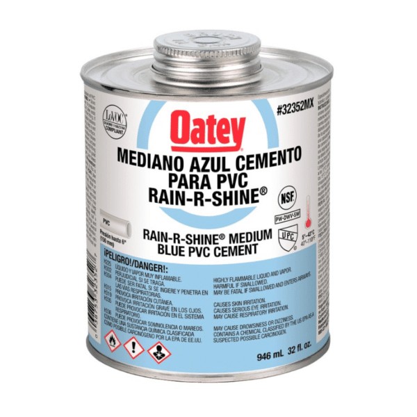 Cemento para PVC Azul Rain-R-Shine Oatey 947ml (32 Oz) 32352MX