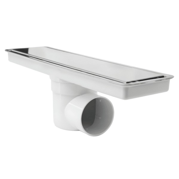 Coladera Alargada 30cm Doble Vista Minimalista Acero Inoxidable ó para Recibir Loseta Fleximatic 2631