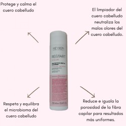 RESTART Color Shampoo Suave sin sulfatos protege el cabello teñido, mejora el brillo 250ml - Revlon
