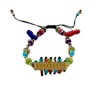 Pulsera con chaquira, cristal, ojos y dije ajustable