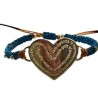 Pulsera con corazón y decreto color plata ajustable azul