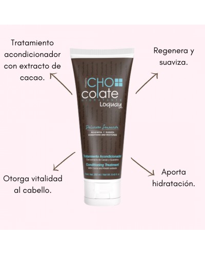 Tratamiento chocolate acondiciona, regenera y suaviza el cabello 250ml - Loquay