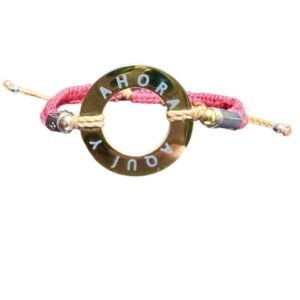 Pulsera con placa de AQUI y AHORA ajustable Roja