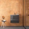 Gabinete Volado Style Lacado Brillo Gris con Lavabo Orbis 61cm x 46cm Esbaño 90351