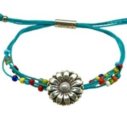 Pulsera de hilo encerado AZUL con chaquira